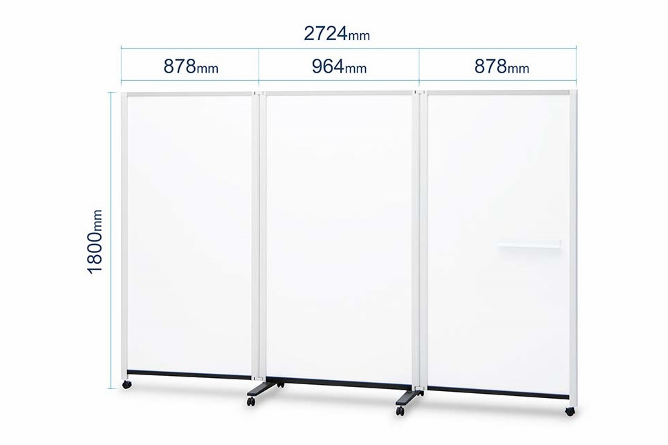 三片雙面移動式屏風白板