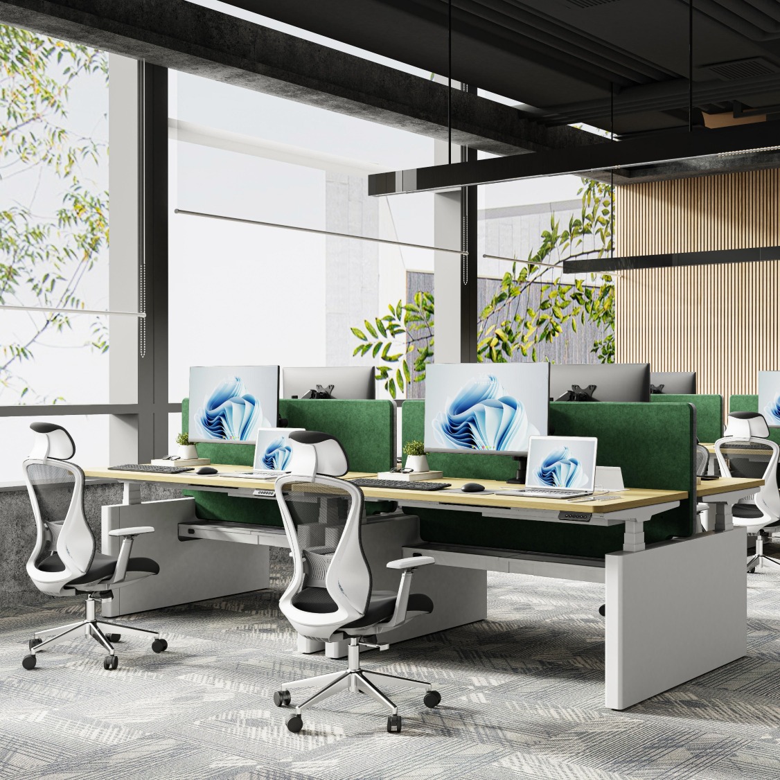 雙人對坐型電動升降桌