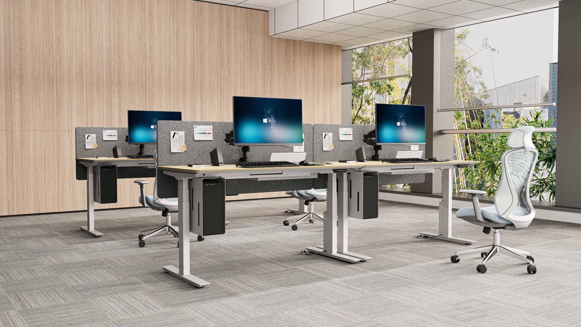 職員單人款電動升降桌 | 職員區單人辦公桌