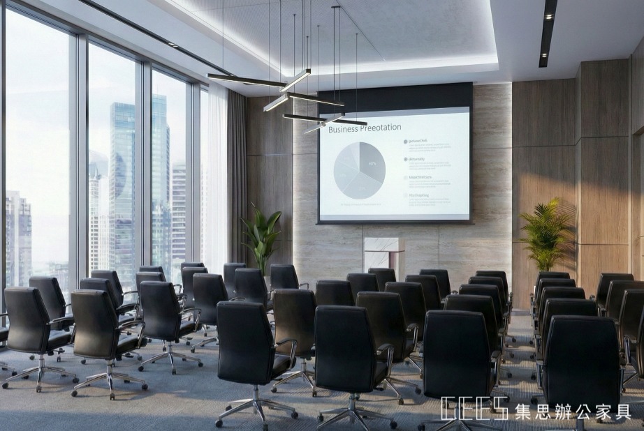 娜迪亞輕奢商務講桌正面，大理石紋與木質拼接設計，展現專業氣勢，適用於各類發表會與商業說明會場合。