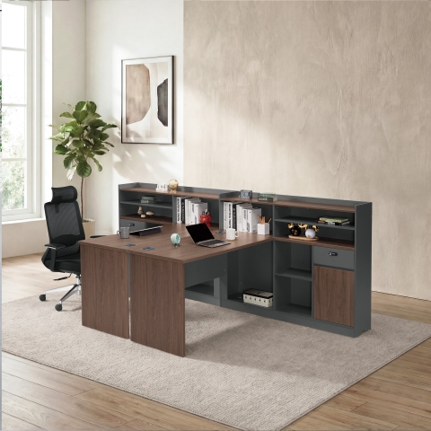 【桌加櫃】馬上賺錢 L型財務會計辦公桌 | 集思辦公家具規劃