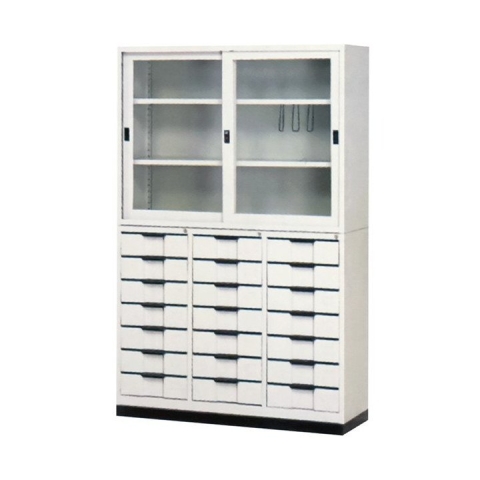 【鋼製書櫃】4尺 鋼製書櫃(4尺玻拉+21屜)
