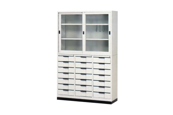 【鋼製書櫃】4尺 鋼製書櫃(4尺玻拉+21屜)